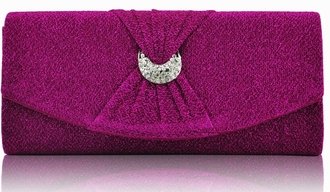 LSE00241 - Fuchsia Diamante Evening Clutch Bag