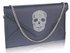 LSE00228 - Navy Skull Flapover Clutch Purse