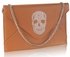 LSE00228 - Brown Skull Flapover Clutch Purse