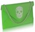 LSE00228 - Green Skull Flapover Clutch Purse
