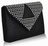 LSE00242- Black Diamante Evening Clutch Bag