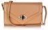 LSE00229 - Brown Flapover Twist-  Lock Clutch Purse