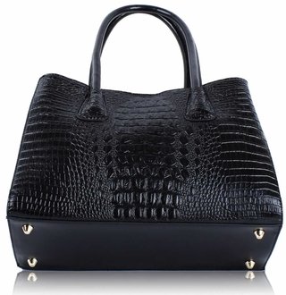 croc shoulder bag black