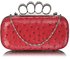 LSE00188A - Pink Ostrich  Knuckle Rings Evening Bag