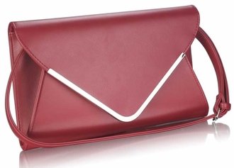 LSE00166A -  Burgundy Large Flap Clutch purse