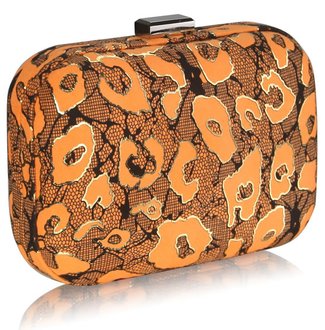 LSE0055 - Orange Hard Case Clutch Bag