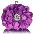 LSE00103 - Purple Crystal Flower Satin Clutch