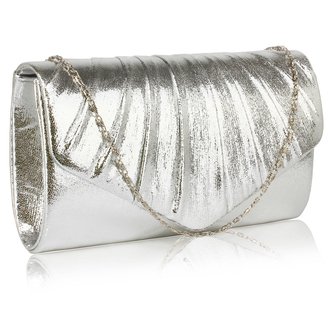 LSE0068 - Silver Metallic Clutch Bag