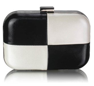 LSE0061 - Black/White Hardcase Clutch Bag