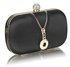 LSE00262 - Black Satin Clutch With Crystal Decoration