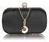 LSE00262 - Black Satin Clutch With Crystal Decoration