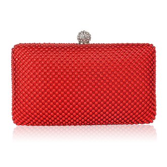 Red Crystal Beaded Evening Clutch Bag
