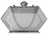 LSE00285 - Ivory Rhinestone Studded Hard Box Bridal clutch bag