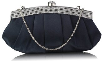 LSE00288 - Navy Diamante Evening Clutch Bag