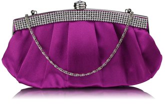 LSE00288 - Purple Diamante Evening Clutch Bag