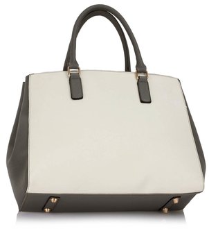 grey and white purse