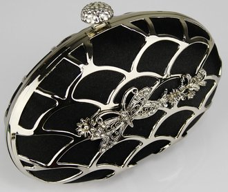 LSE0041 - Black Crystal  Encrusted Clutch Bag