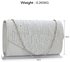 LSE00299 -  Silver Diamante Flap Clutch purse
