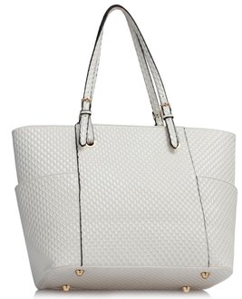 white nylon tote bag