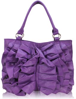 LS1028 -  Purple Ruffle Tote Shoulder Bag