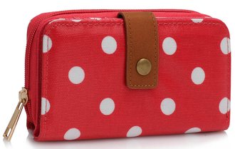 LSP1073 - Pink - Polka Dots Printed zip purse